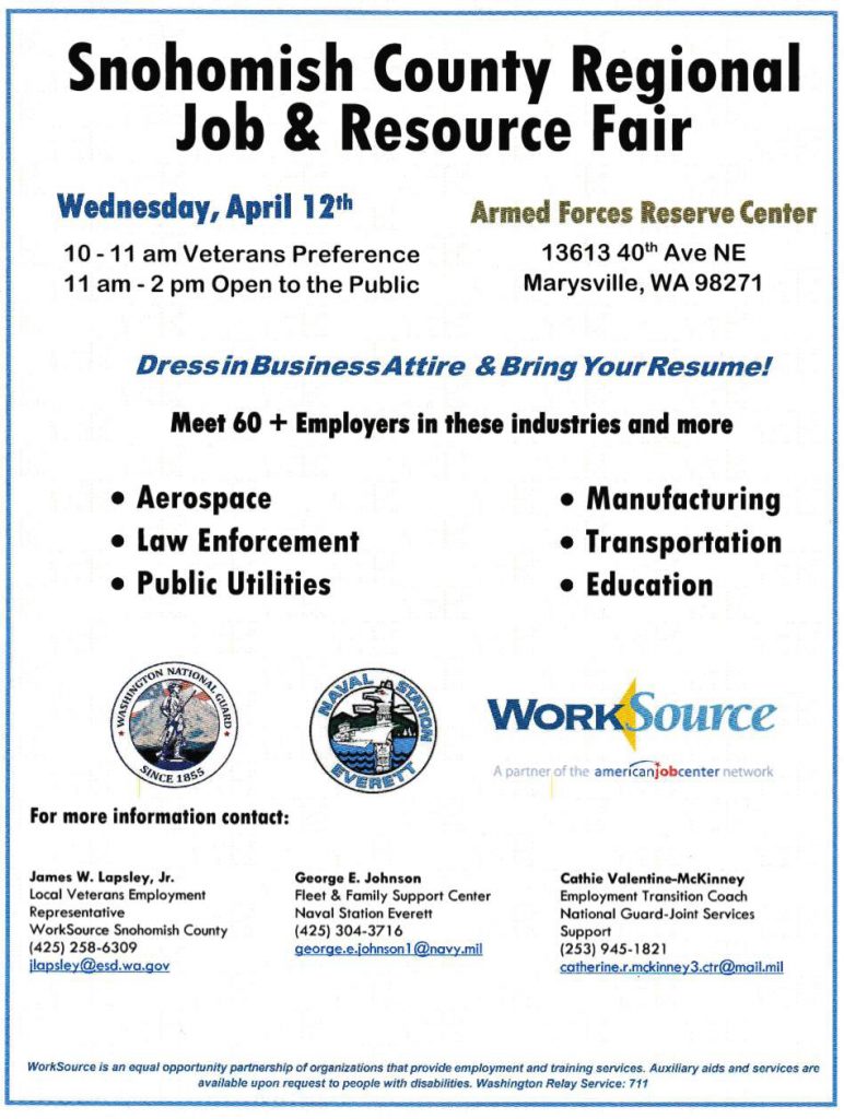 Snohomish County Regional Job & Resource Fair VFW Post 8870 and Auxiliary