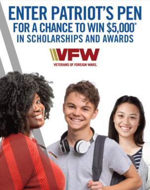 Enter Patriot's Pen for a chance to win $5,000 in scholarships and awards. VFW